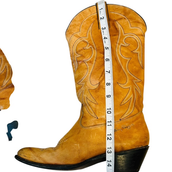 Vintage 80s Kenny Rogers Tan Leather Cowboy Boots - Picture 13 of 15